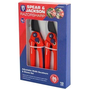 image:imageSpear amp Jackson Drop Forged Bypass amp Anvil Pruners Set 2 Piece Professional Garden Pruning Tools Durable Steel Blades Comfortable Ergonomic HandlesAdjustable Width Secateur  Gloves Set